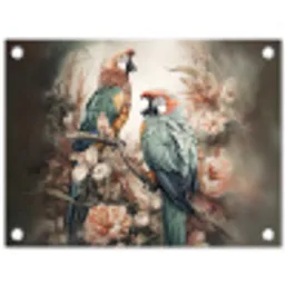 Papegaaien - Vogels - Natuur - Bloemen tuinposter los doek klein -3d