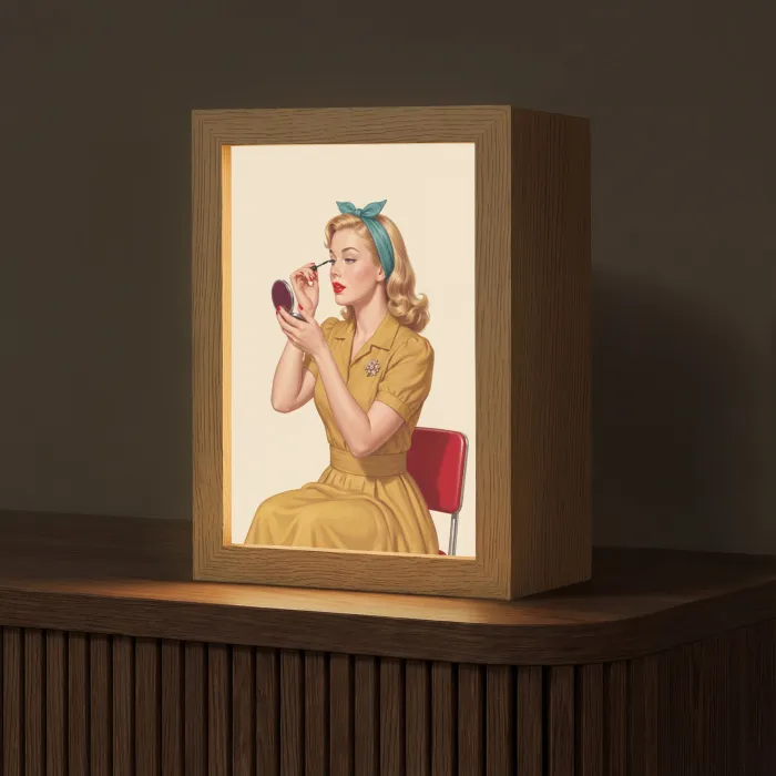 Illustratie - Mascara - Vrouw - Geel Light Box met kabel (Tafellamp) klein -z3d_website