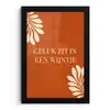 Oranje - Wijntje - Quote fotolijst zwart zonder passe partout klein -3d