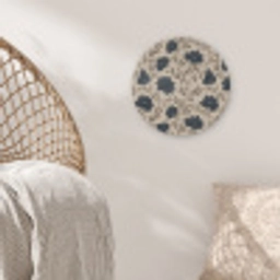 Motief - Bloemen - Zwart - Beige Akoestische PET Vilt - Rond klein 838 -sfeer4