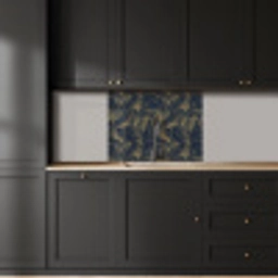 Abstract - Lijnen - Blauw - Goud keuken achterwand 2 middel 865 -sfeer1