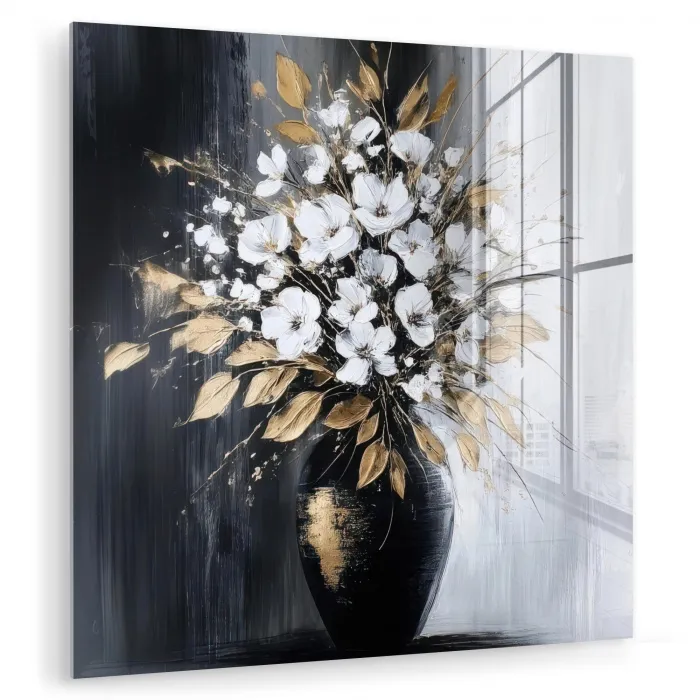 Bloemen - Wit - Vaas - Abstract plexiglas 5mm klein -zzzproduct_nieuw