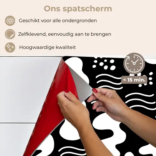 Wit - Zwart - Dynamisch - Patroon keuken achterwand spatscherm klein 900 -spatscherm_NL
