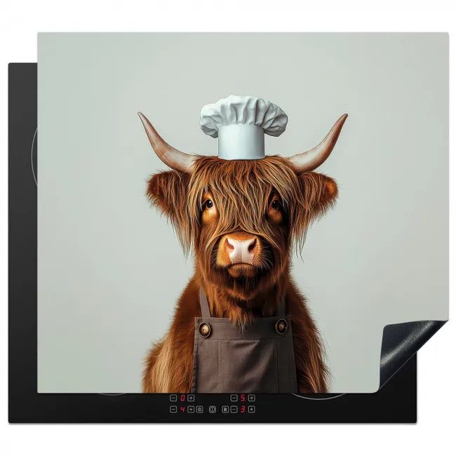 Herdabdeckplatte - Schottischer Highlander - Braun - Hörner - Kochkleidung
