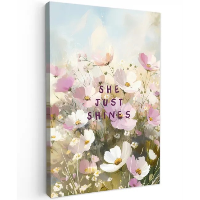 Quote - Bloemen - Schilderachtig Tuinposter op houten frame 2 cm dik klein -3d