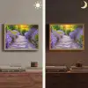 Bloemen - Pad - lavendel - Tuin Light Box met batterij (Wandlamp) middel -sfeer3