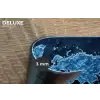 Wereldkaart - Waterstructuur - Blauw Placemat vinyl groot -closeup