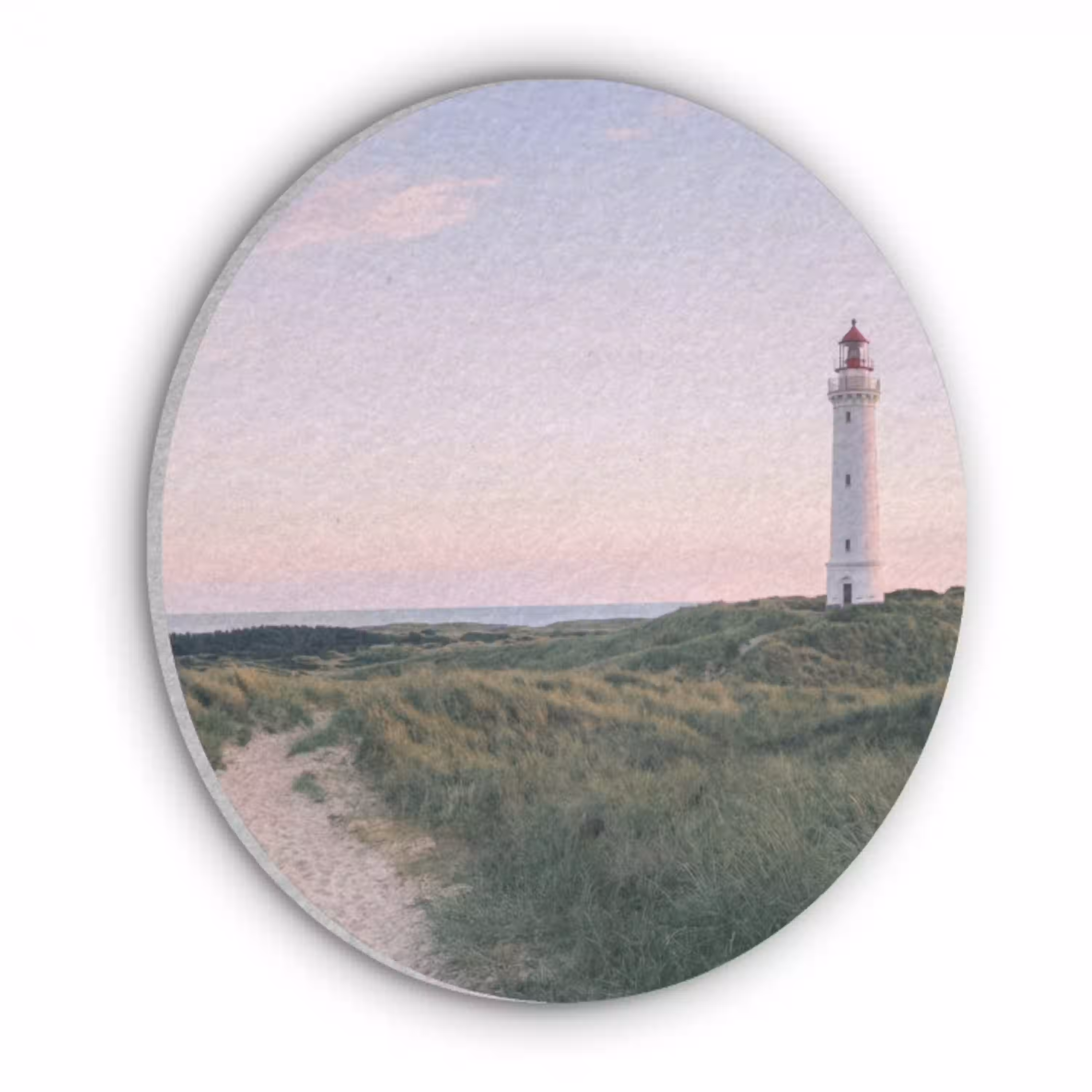 Vuurtoren - Duinlandschap - Zee Akoestische PET Vilt - Rond klein -3d