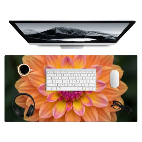 Dahlia - Bloem - Oranje Muismat XXL klein -3d
