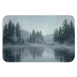 Bos - Meer - Mist - Natuur - Grijs Badmat klein -3d