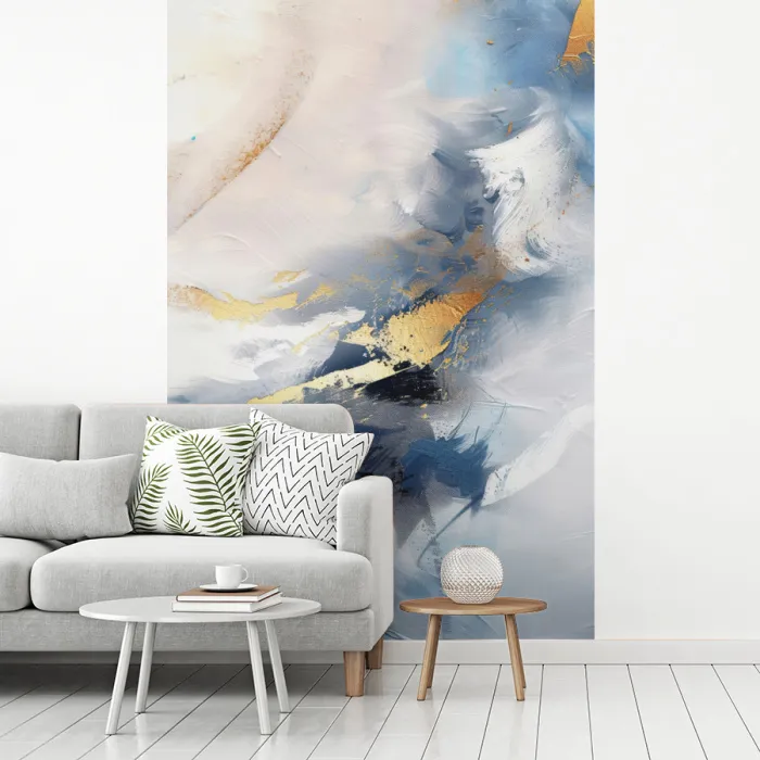 Blauw - Modern - Marmer - Abstract - Goud fotobehang vinyl groot -woonkamer