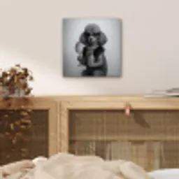 Poedel - Spiegel - Zwart - Wit aluminium wit klein -sfeer3