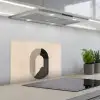 Grafisch gebogen motief - Beige keuken achterwand spatscherm klein -3d_schuin