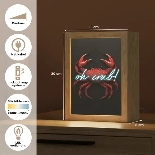 Krab - Rood - Neon - Quote Light Box met kabel (Tafellamp) klein -USP_NL