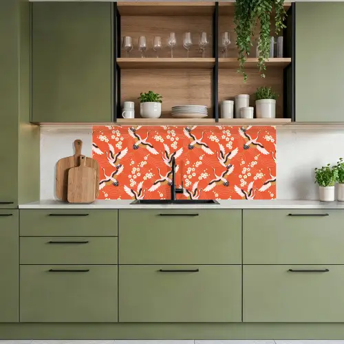 Kraanvogel - Sakura - Patronen - Japans keuken achterwand 2 middel 871 -sfeer3