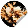 Bloemen - Goud - Graffiti - Zwart - Abstract Wandcirkel behangsticker klein -3d