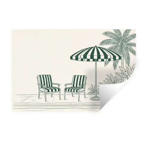 Terras - Illustratie - Groen Muursticker klein -3d