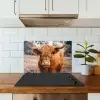 Koe- Schotse hooglander - Hoorns - Bruin - Landschap keuken achterwand spatscherm klein -sfeer2