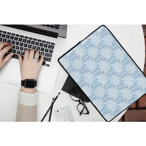 Palmboom - Modern - Blauw laptophoes neopreen klein 279 -bureau
