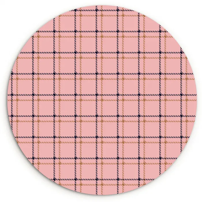 Plaid - Patroon - Gestreept - Roze Wandcirkel plexiglas klein 852 -3d