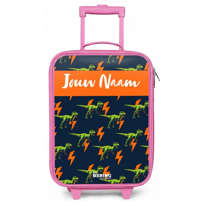 Dinos - Bliksem - Dieren - Blauw Kinderkoffer - Roze klein -zz3dotto