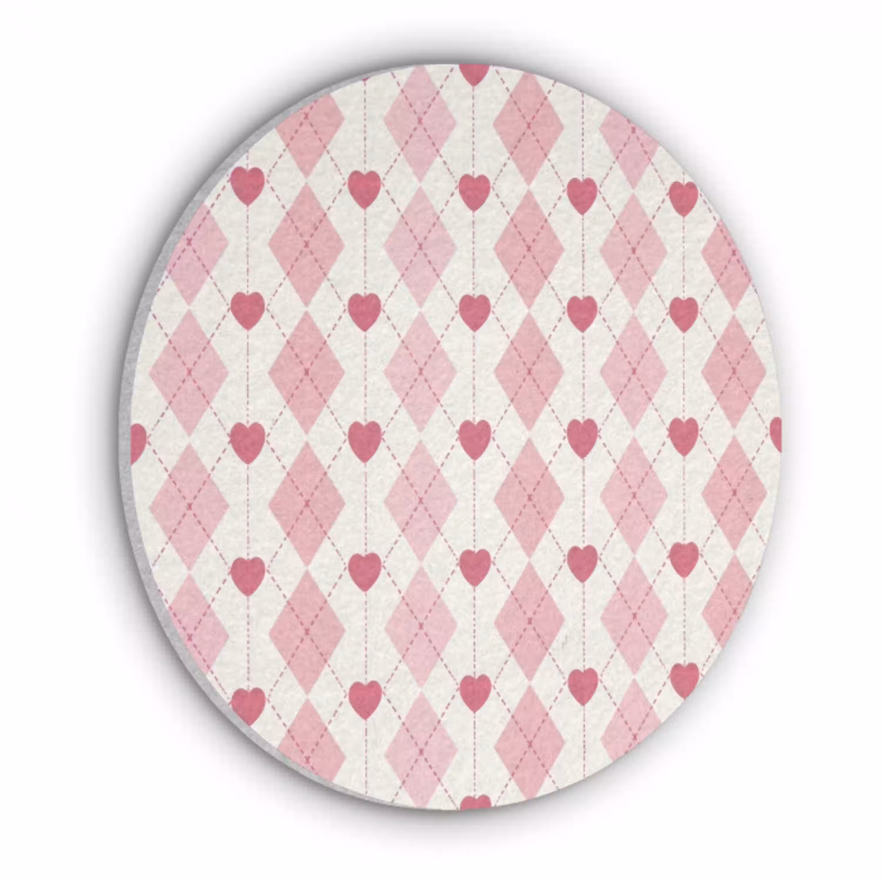 Ruiten - Klassiek - Roze - Wit Akoestische PET Vilt - Rond klein 838 -3d