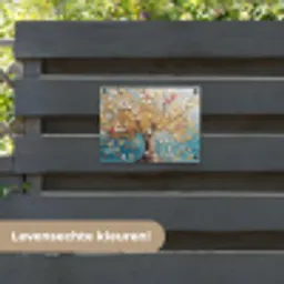 Boom - Blauw - Goud - Abstract - Modern tuinposter los doek klein -sfeer3