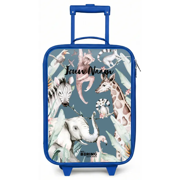 Jungle Dierenfeest Kinderkoffer - Blauw klein -zz3dotto