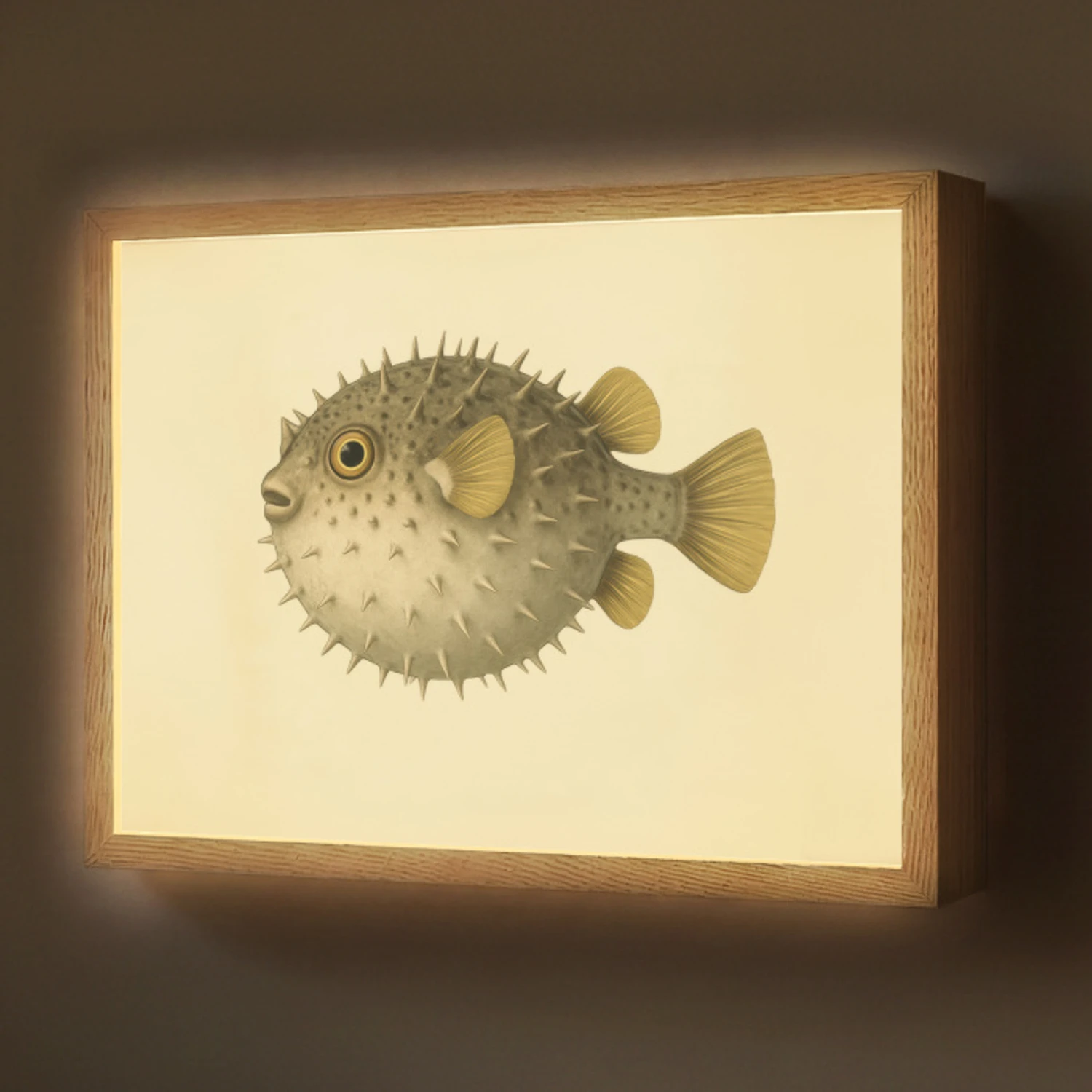 Stekels - Vis - Opgeblazen - Bruin Light Box met batterij (Wandlamp) middel -z3d_website