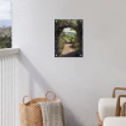 Doorkijk - Landschap - Bloemen - Rozenboog - Natuur tuinposter los doek klein -sfeer8