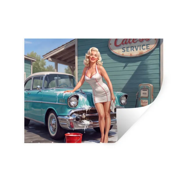 Wall Sticker - Car - Woman - Green