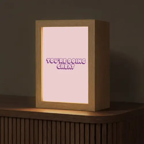 You're doing great - roze - 3D Light Box met kabel (Tafellamp) klein -z3d_website