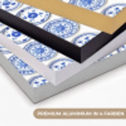 Borden - Bloemen - Patroon - Blauw Textielframe zwart klein 947 -USP_kleurenDE