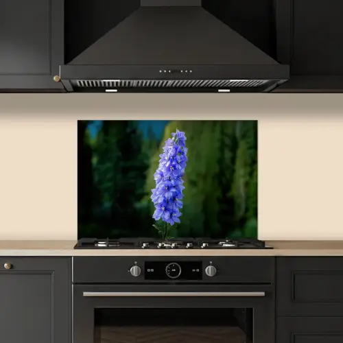 Bloemen - Blauw - Dennenboom keuken achterwand spatscherm klein -sfeer1