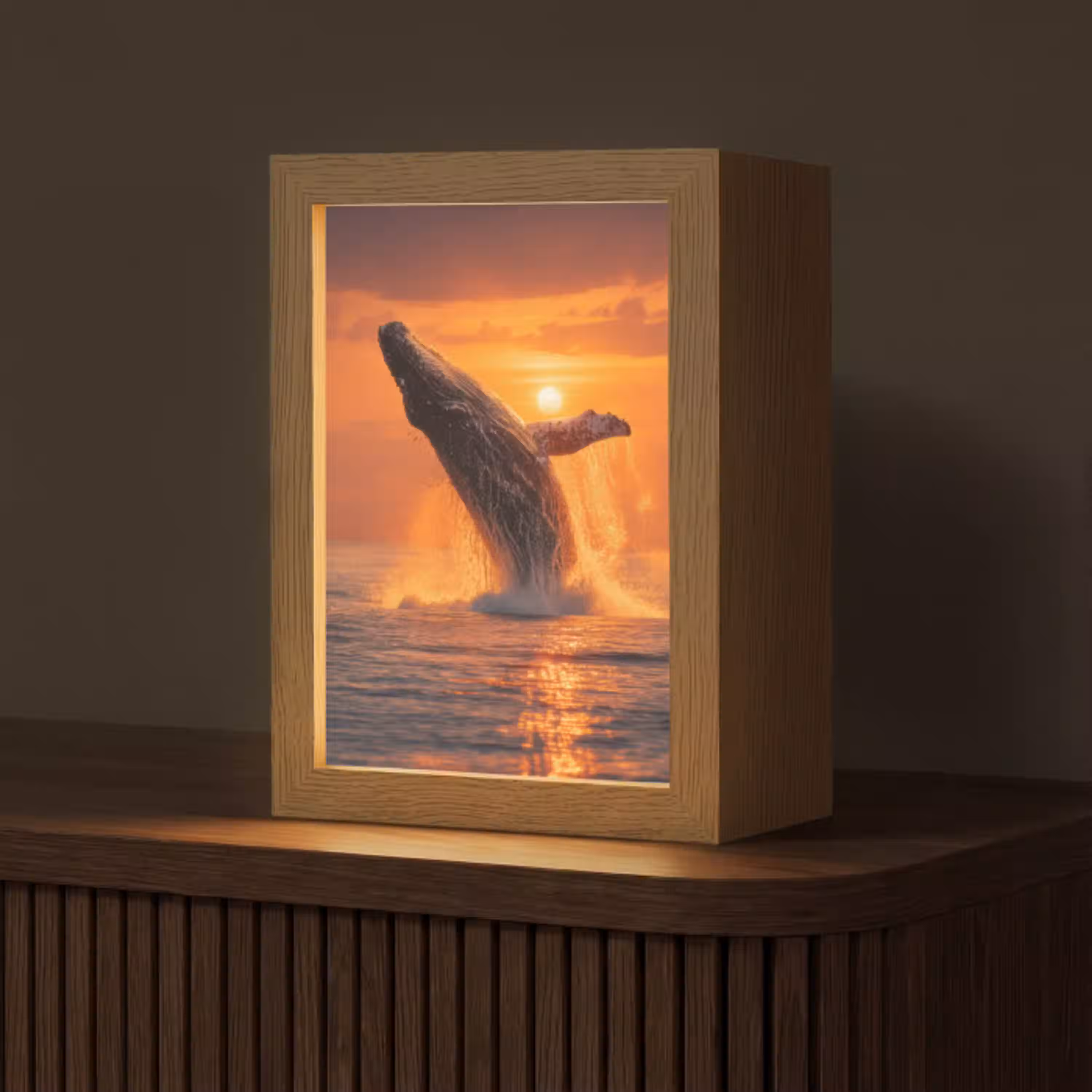 Walvis - Zon - Zee Light Box met kabel (Tafellamp) klein -z3d_website