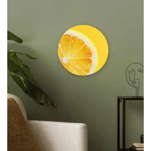 Citroen - Geel - Zonnig Wandcirkel kunststof plaat 5mm dik klein -sfeer3