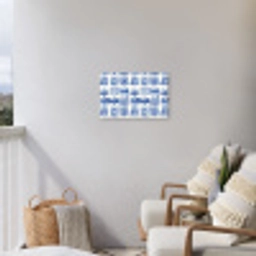 Huizen - Schepen - Blauw Tuinposter op houten frame 2 cm dik klein 845 -sfeer1