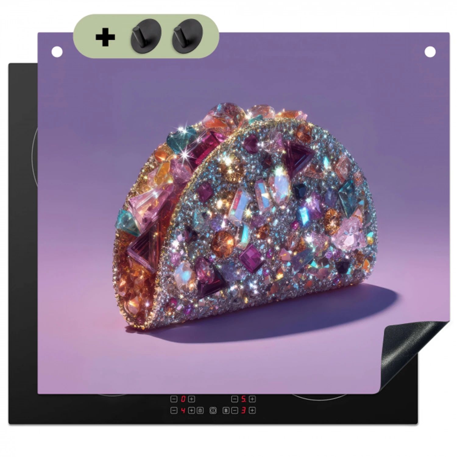 Edelstenen - Glitters - Paars - Kleurrijk Inductie beschemer met haakjes middel -3d