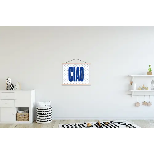 Ciao - Stippen - Roze - Wit textielposter latten blank klein -kinderkamer
