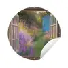 Doorkijk - Bloemen - Raam - Natuur Wandcirkel tuinposter met ringen klein -3d