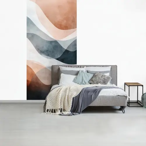 Abstract - Golven - Blauw fotobehang vinyl groot -slaapkamer