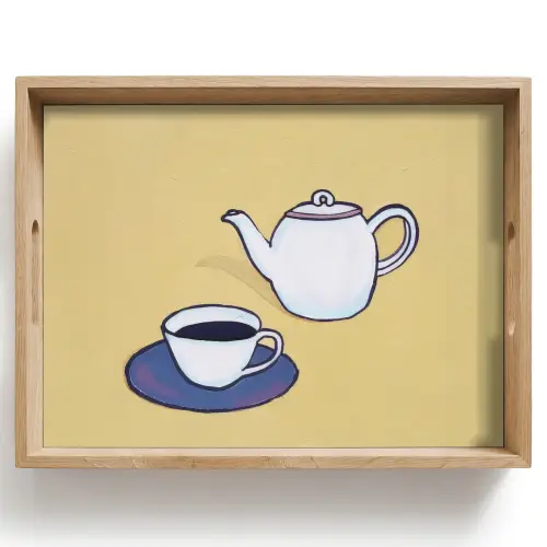 Theepot - Kopje - Beige - Illustratie Dienblad Rechthoek middel -z3d_shopping