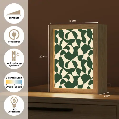Groen - Organische vlakken - Crème Light Box met kabel (Tafellamp) klein 925 -USP_NL