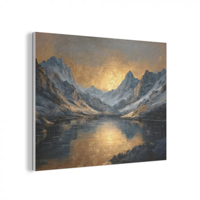 Berglandschap met Gouden Zonsondergang PET vilt klein -3d