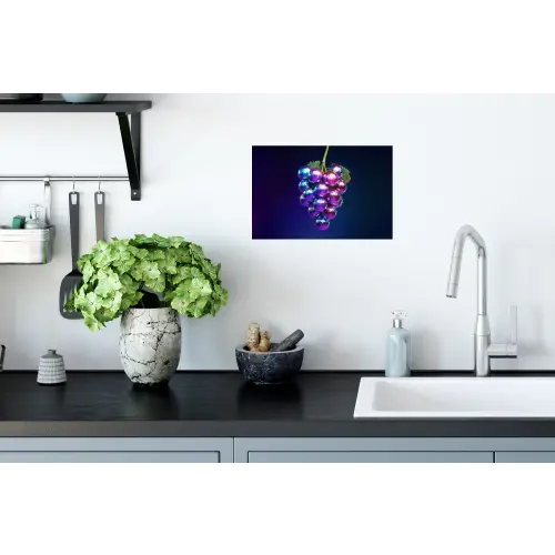 Paars - Disco - Feest - Druif Muursticker klein -keuken