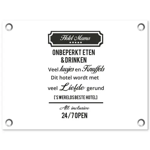 Quotes - Mama - Spreuken - Hotel mama tuinposter los doek klein -3d