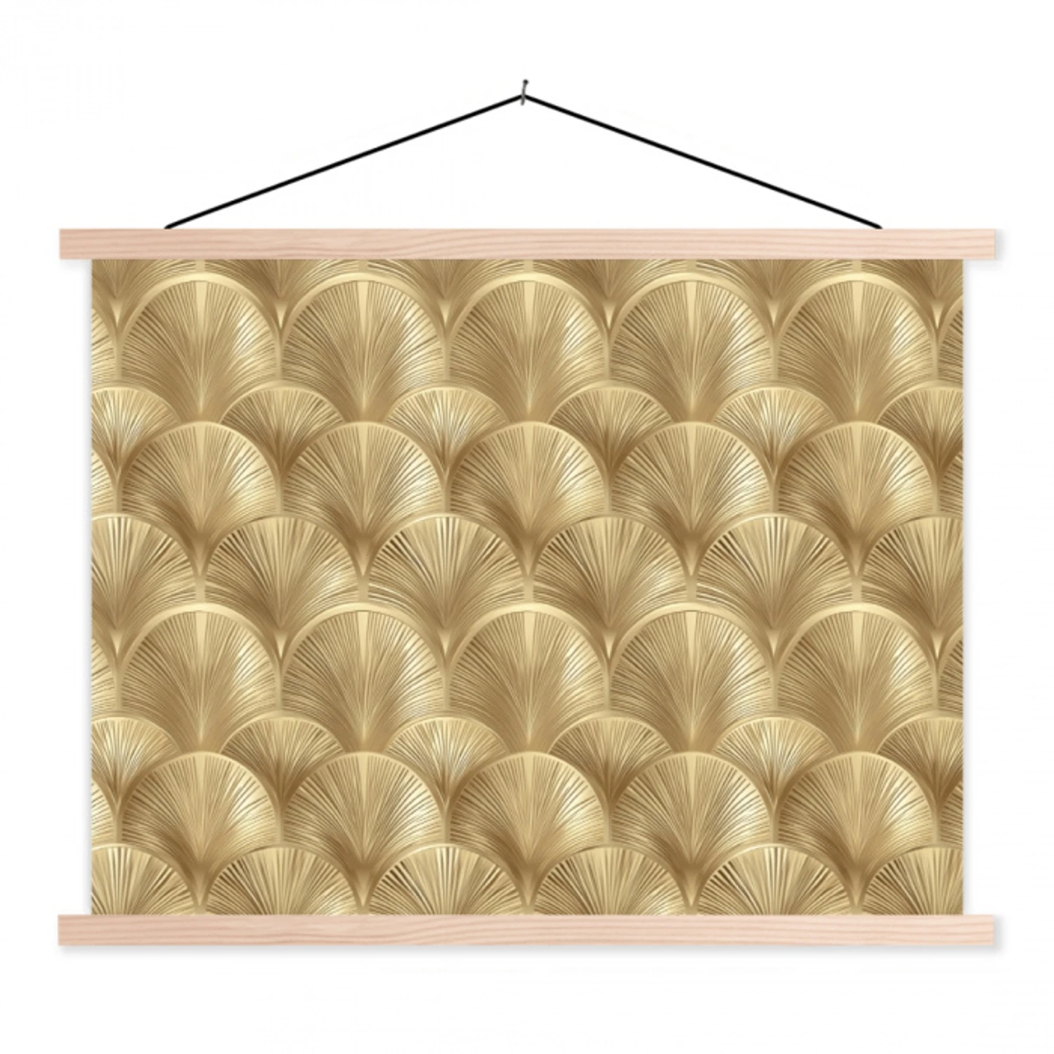 Patroon - Waaier -  Goud textielposter latten blank klein 122 -3d