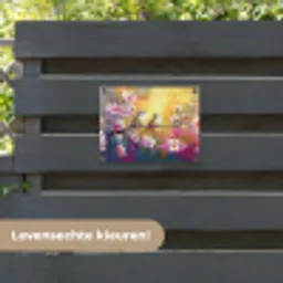 Vogels - Bloemen - Roze tuinposter los doek klein -sfeer3