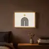 Minimalistisch - Zwarte boog - Gouden cirkel Light Box met batterij (Wandlamp) middel -sfeer4
