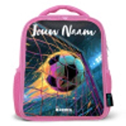 Neon - Net - Voetbal - Kleurrijk Kinderrugzak - Roze middel -3d